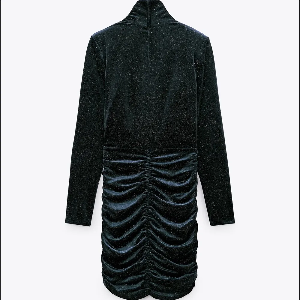 Zara SPARKLY VELVET DRESS Long Sleeve Dress V-Neck Gray/Silver Color XS NEW - Image 6