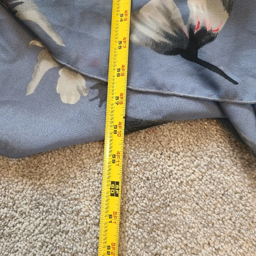 Hint of Blush Long Maxi Flutter Dress Size Large Magnolia Floral Blue High Low - Image 13