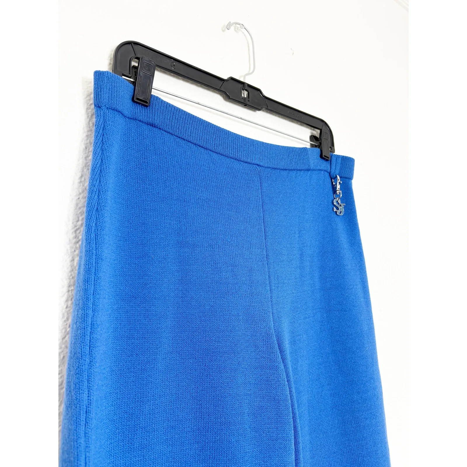 St. John Sport Cobalt Blue Santana Knit Wide Leg Pants Size Small Wool Vintage - Image 7