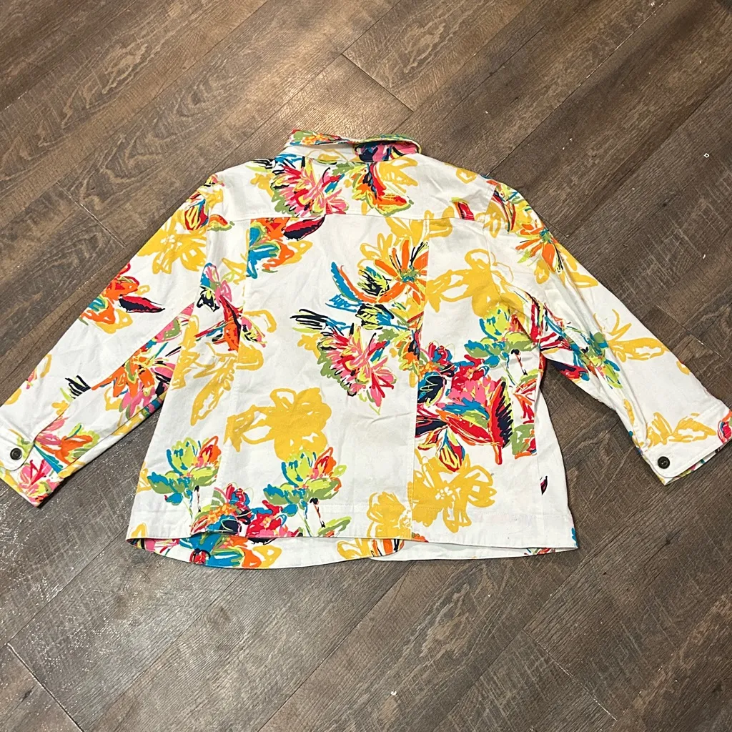 Multiples Women’s Artsy Colorful Floral Shirt Jacket Bright Tropical Size‎ XL - Image 4