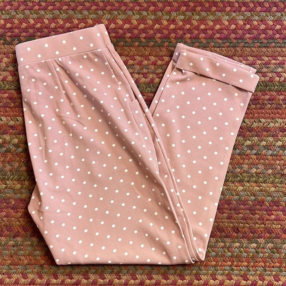 PINK POLKA DOT AMARYLLIS WORK BUSINESS LEGGING SOFT BASIC PANTS - Image 2