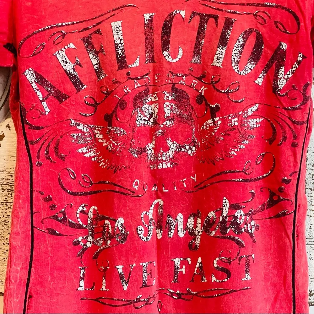 Affliction Red Graphic T-Shirt - Image 2
