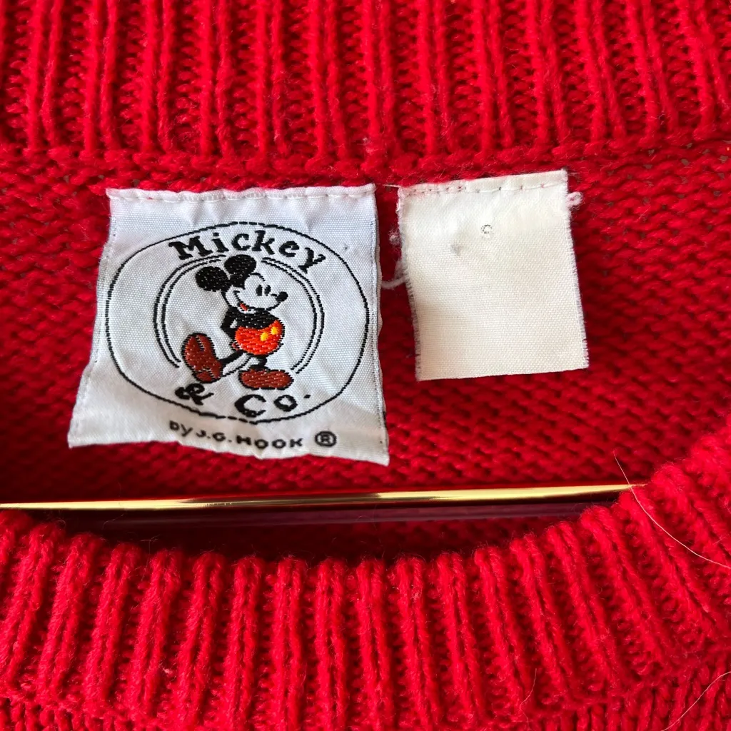 Vintage Disney Mickey Mouse Sweater Oversized Small Red - Image 3