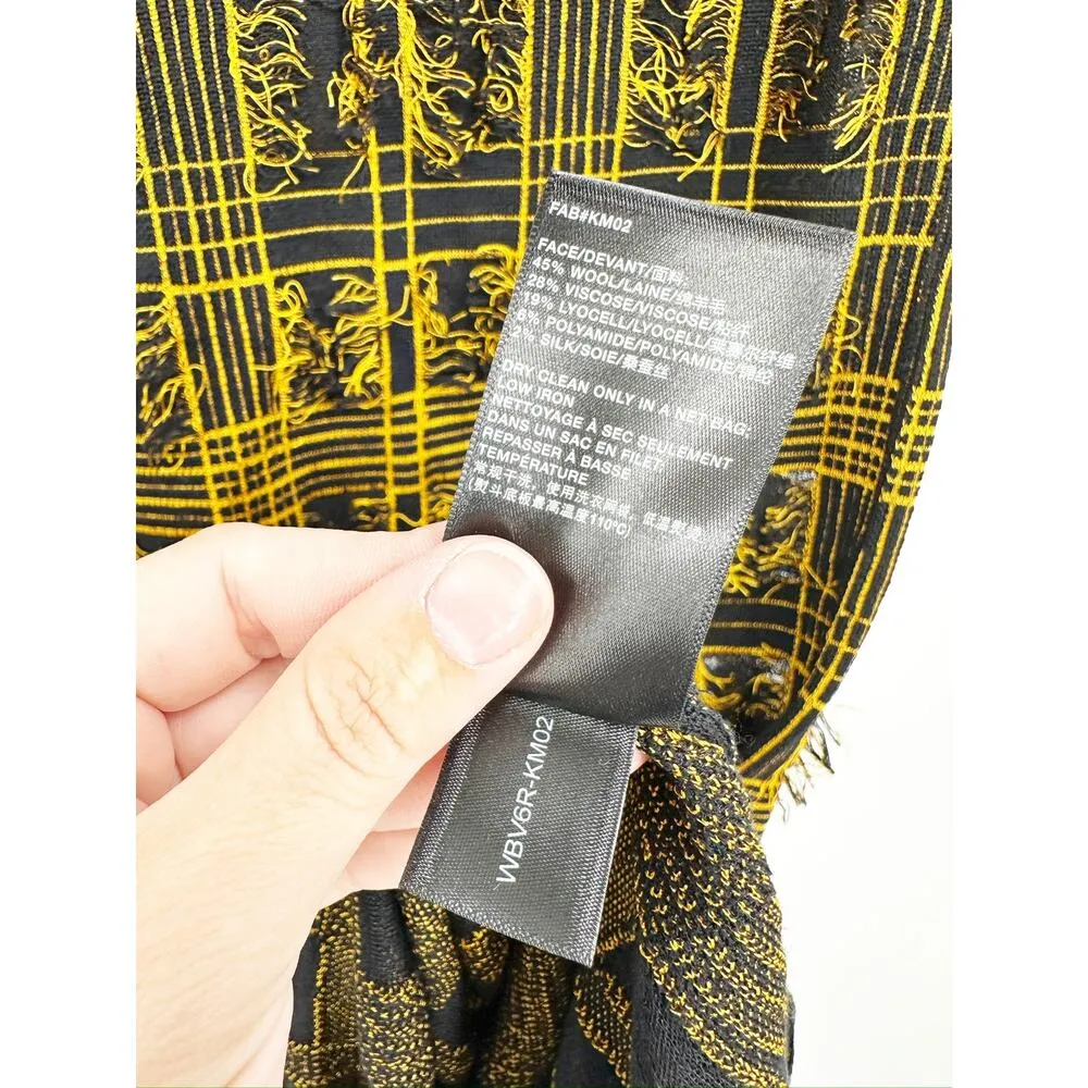 Lafayette 148 New York Fringed Plaid Mock Neck Sweater Dress Small - Image 6