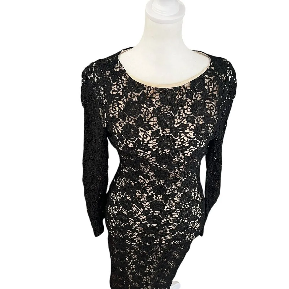 Alice + Olivia Dandi Floral Lace Long Sleeve Backless Cutout Midi Dress 0 - Image 7