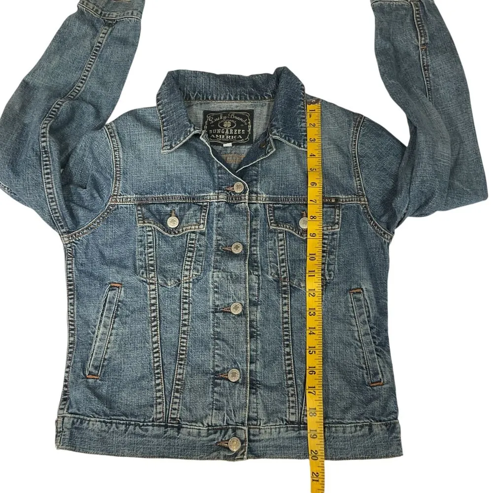 Lucky Brand Dungarees America Women's Denim‎ Trucker Jean Jacket Size M - Image 11