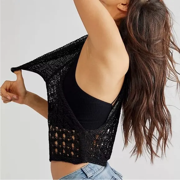 NWT FREE PEOPLE Chainmail Tank Black XS - Image 2