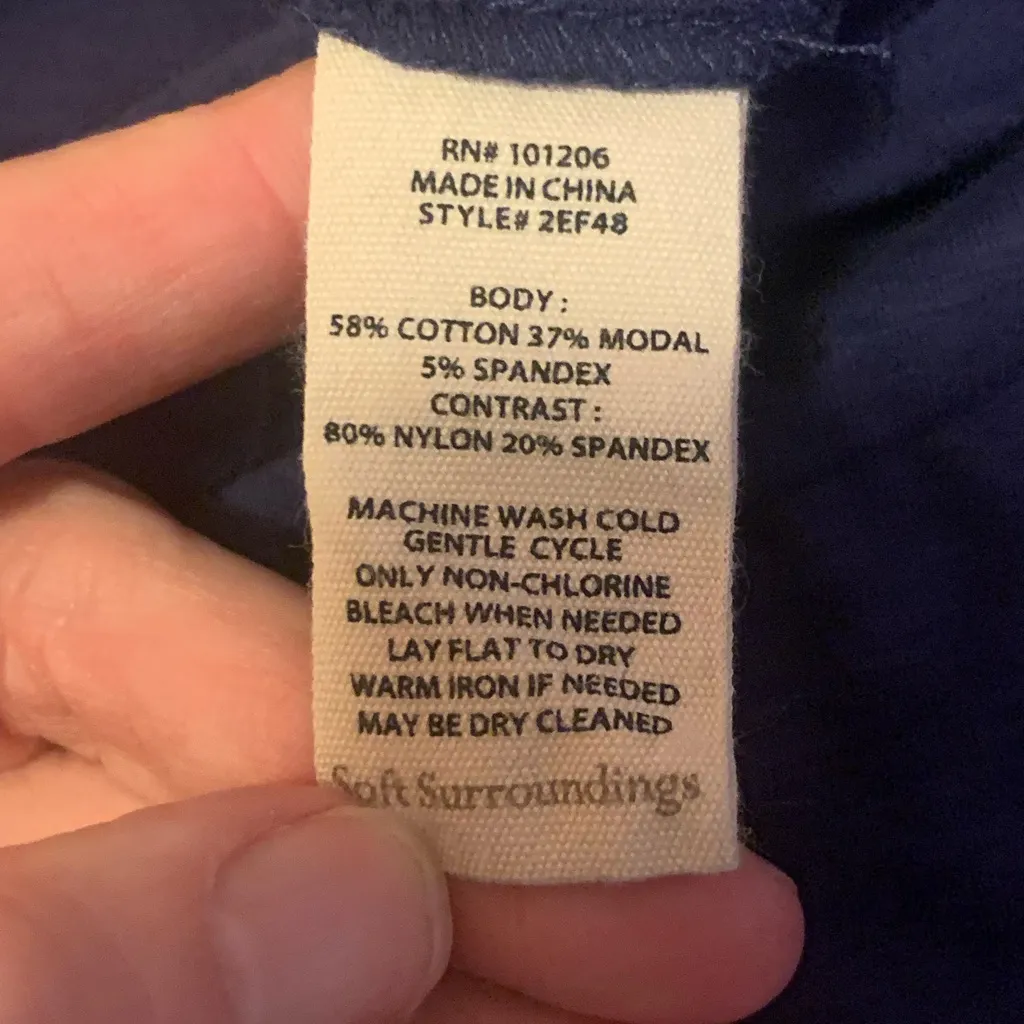 Soft Surroundings Jumpsuit Large Navy Blue Snap V-neck Short sleeve - Image 5