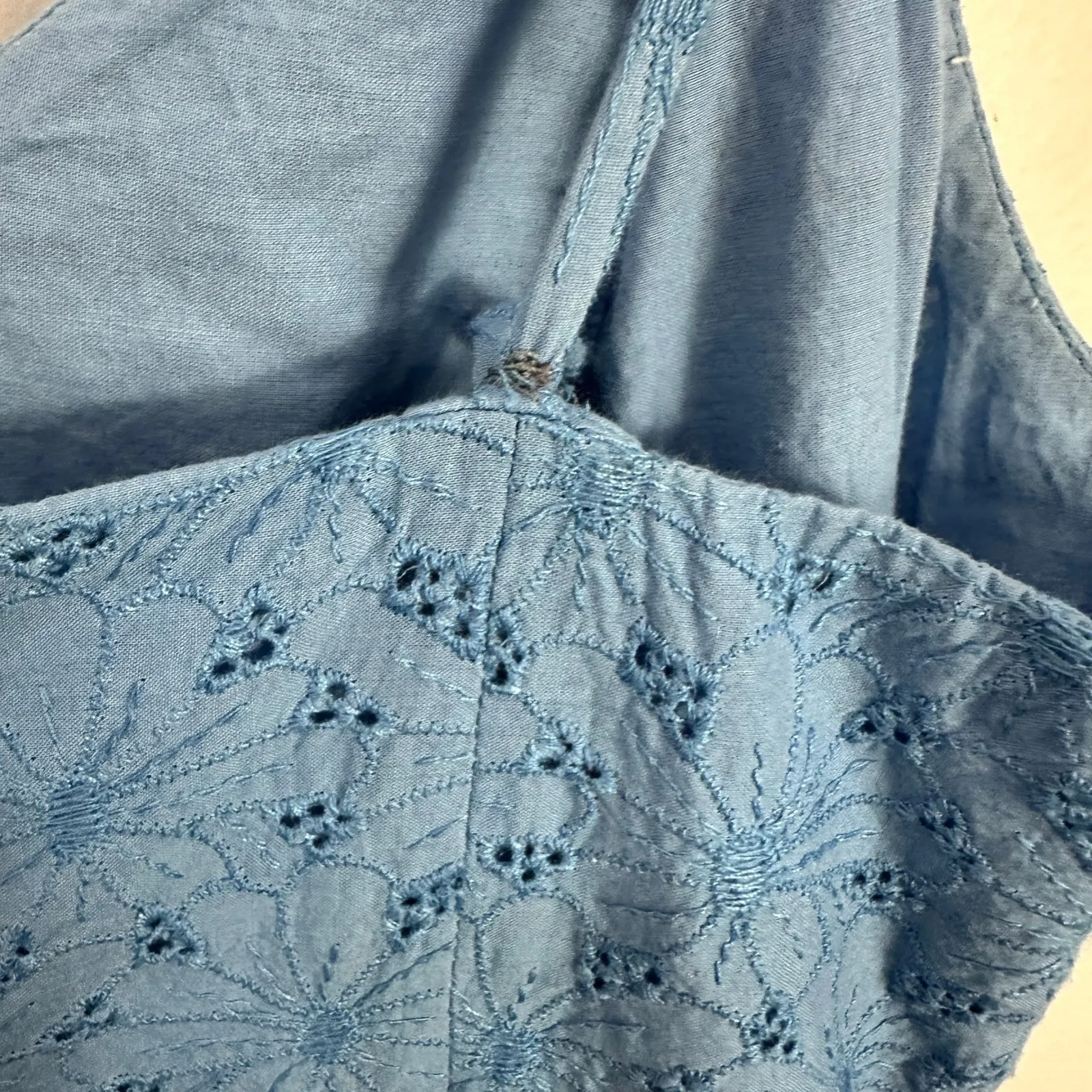 Michael Kors Eyelet Slip Dress 6 Powder Blue Cottagecore Coquette Romantic - Image 9