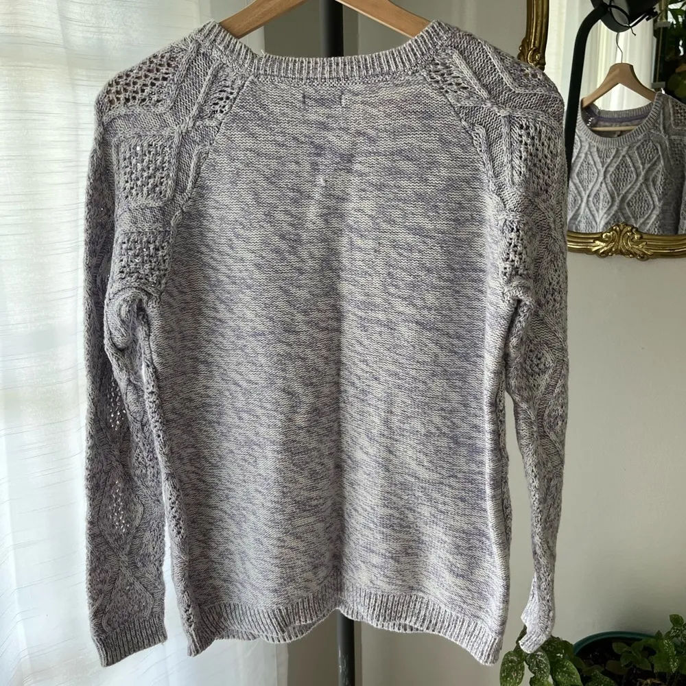 Sonoma Cable Knit Purple‎ and White Heather Sweater - Image 6