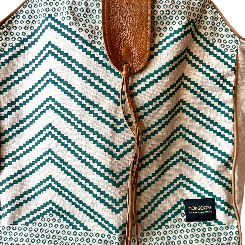 Mongoose Handcrafted Large ZIG ZAG MUD Tote Bag Green - Image 2