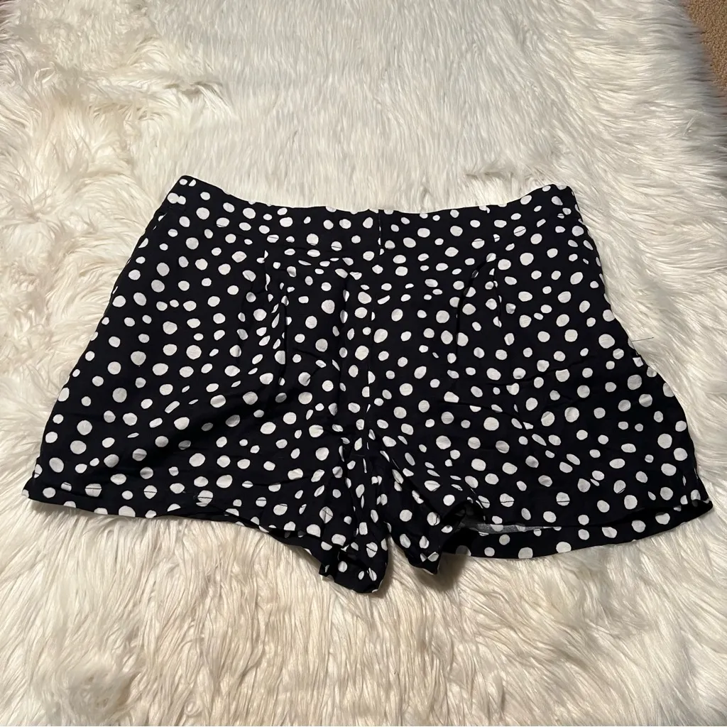 Loft Pleated Pull On Shorts Zoo Dot Navy Blue White XL - Image 4