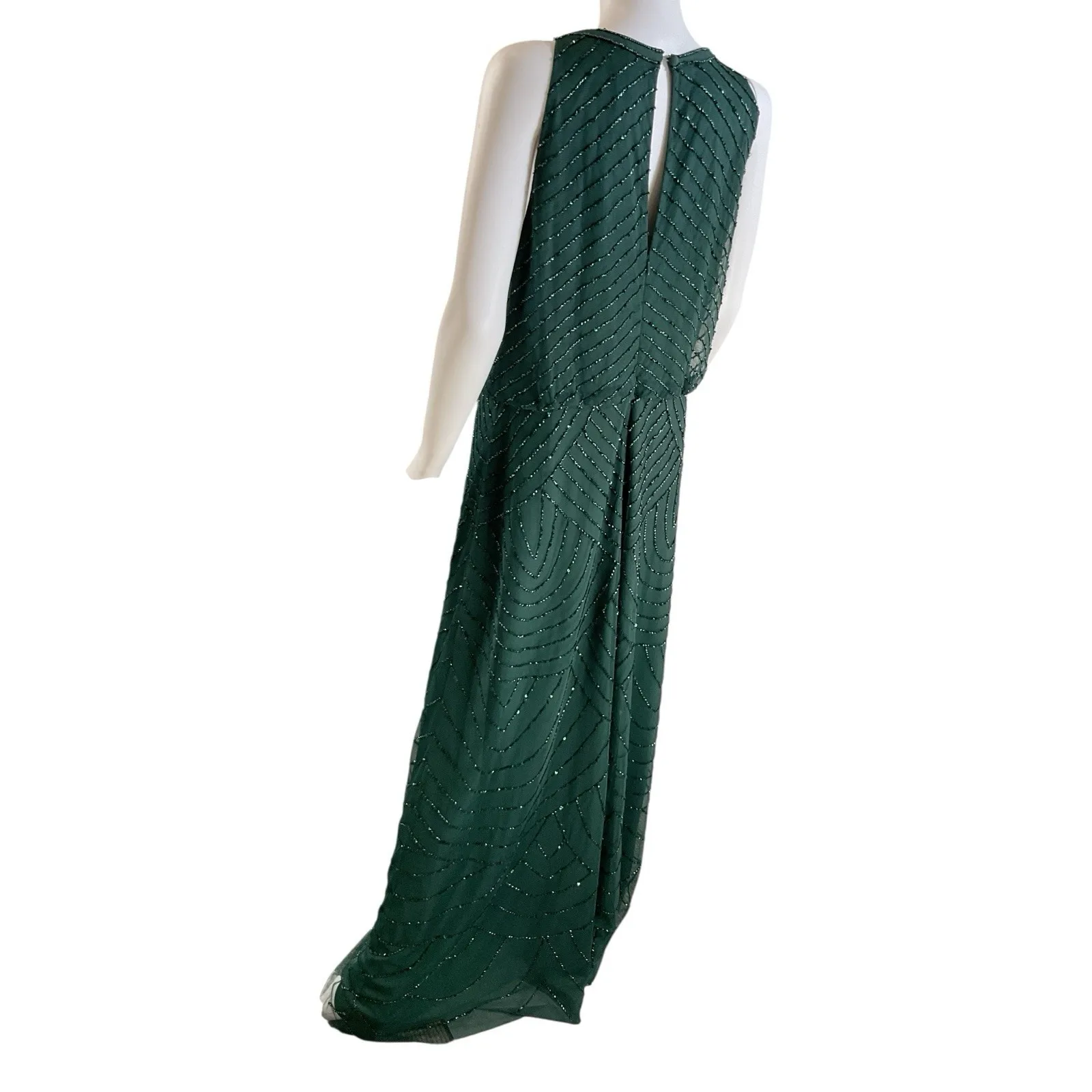 Adrianna‎ Papell Beaded Halter Gown Dusty Emerald Sz 16 (Retail $199) - Image 4