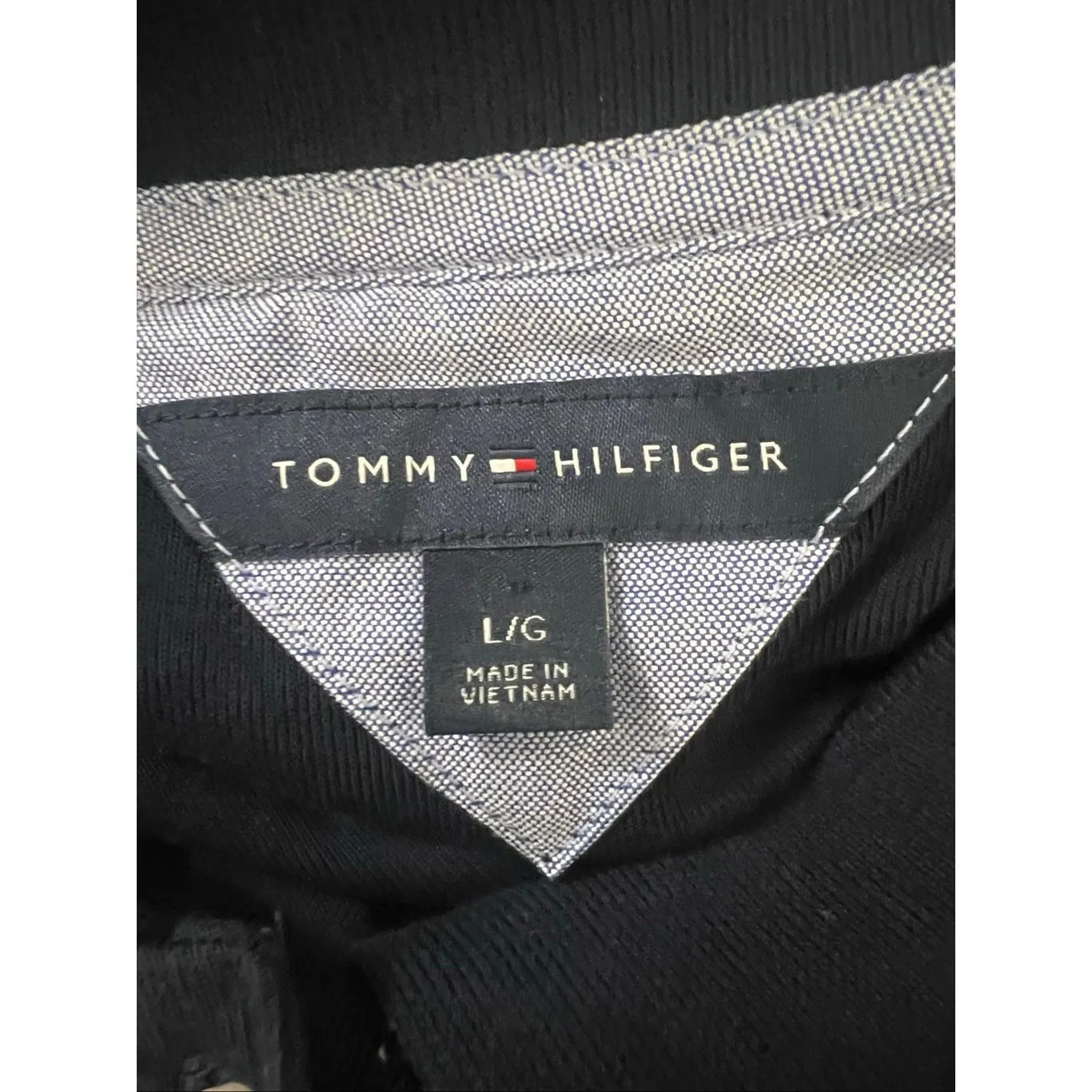 Tommy Hilfiger Blue Flag Logo Polo Shirt Size L Women 3/4-Sleeve Cotton Button - Image 9