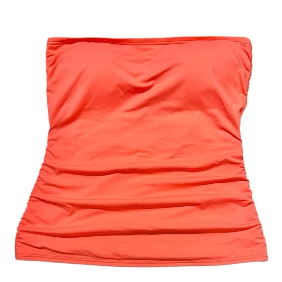 New Tommy Bahama Pearl Long Shirred Bandini swim top size small paradise coral - Image 9