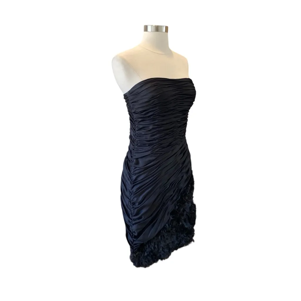 VTG Adrianna Papell Evening Black Ruched Strapless Dress with Ruffle Hem Size 8 - Image 7