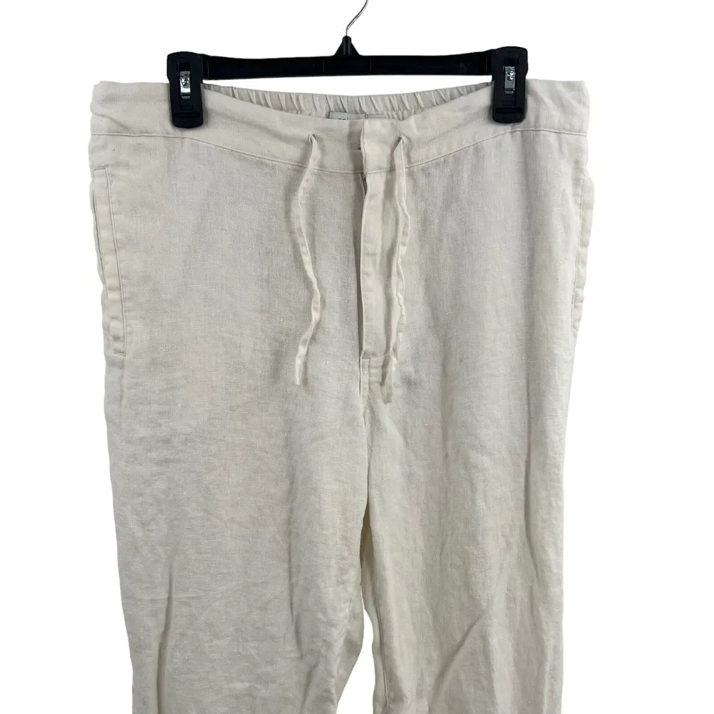 Onia Womens Pant White Linen Casual Beach Relaxed Travel Vacation New Large - Image 2