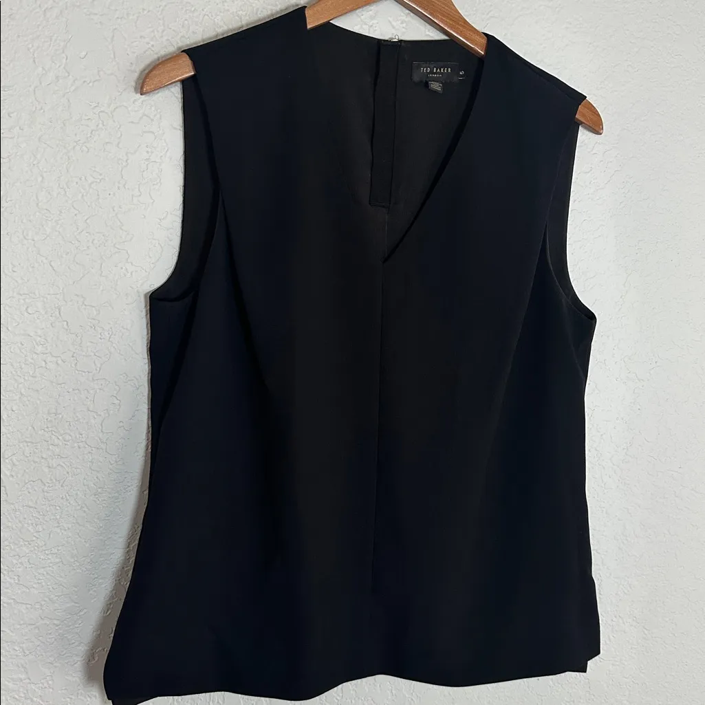 Ted Baker Dexi Black Top Size 5 XL Posh Chic Minimalist Basic Staple Sleeveless - Image 3