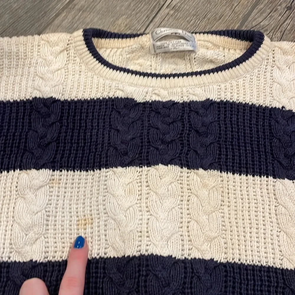 Christian Dior Navy and Cream Striped Sweater - Image 3