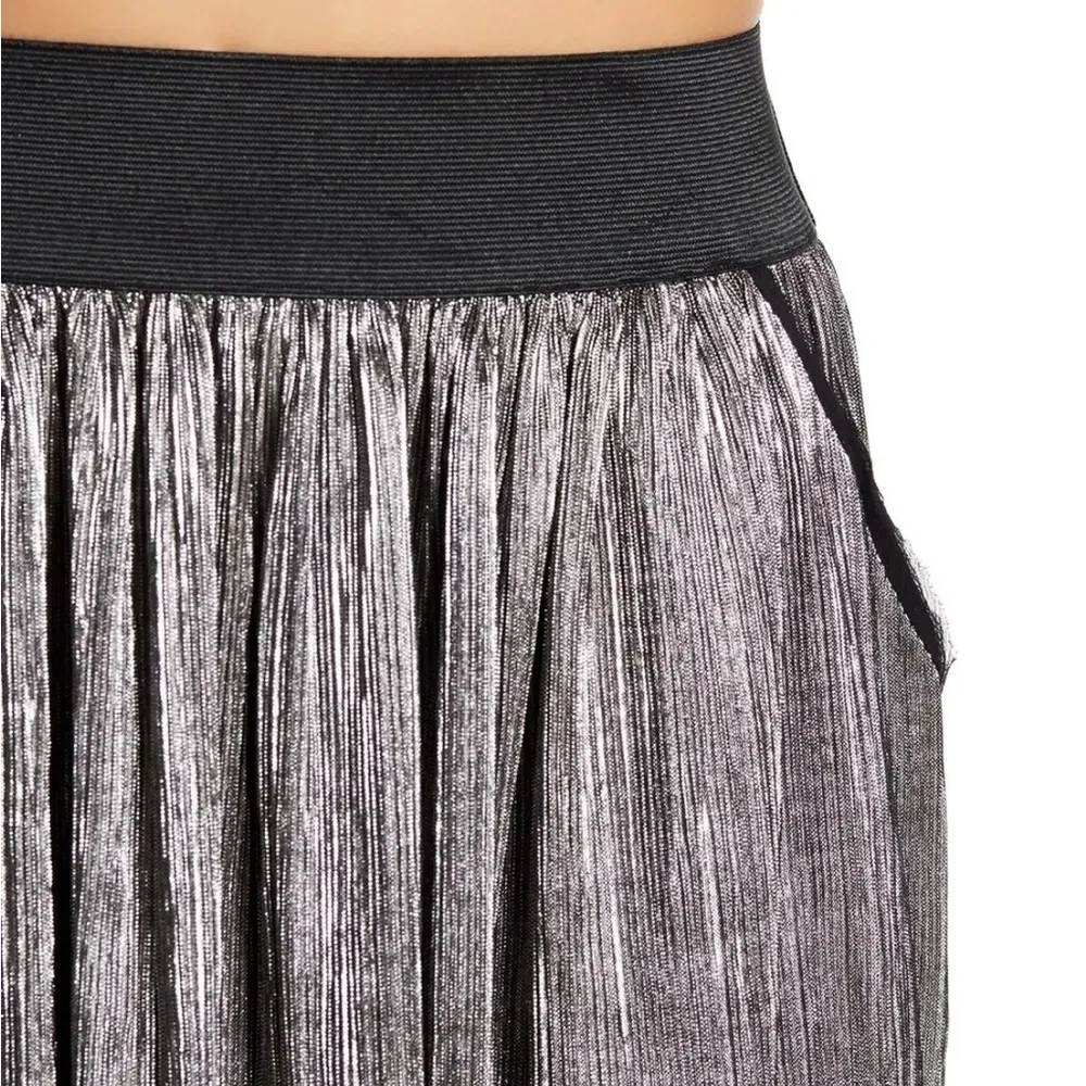 Zadig & Voltaire Pleated Mini Skirt Jaffar Silver Size Medium 38 - Image 6
