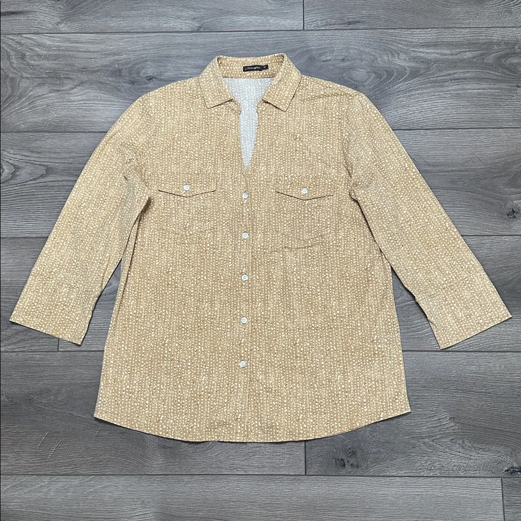 J. McLaughlin Finn‎ Catalina Cloth Long  Sleeve Button Up Shirt Yellow White M - Image 3