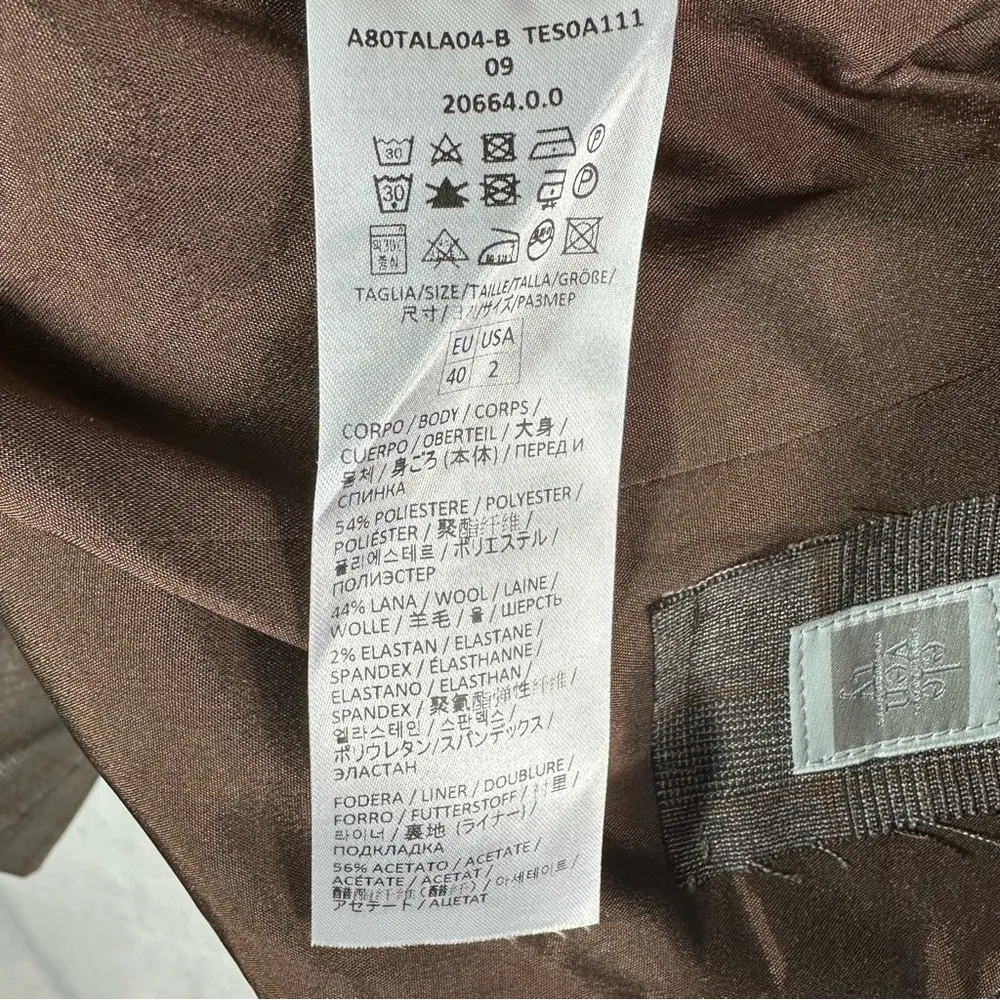 Eleventy 4 Femme Wool Blend Single Breasted Suit Jacket Size US 2 Camel Brown - Image 4