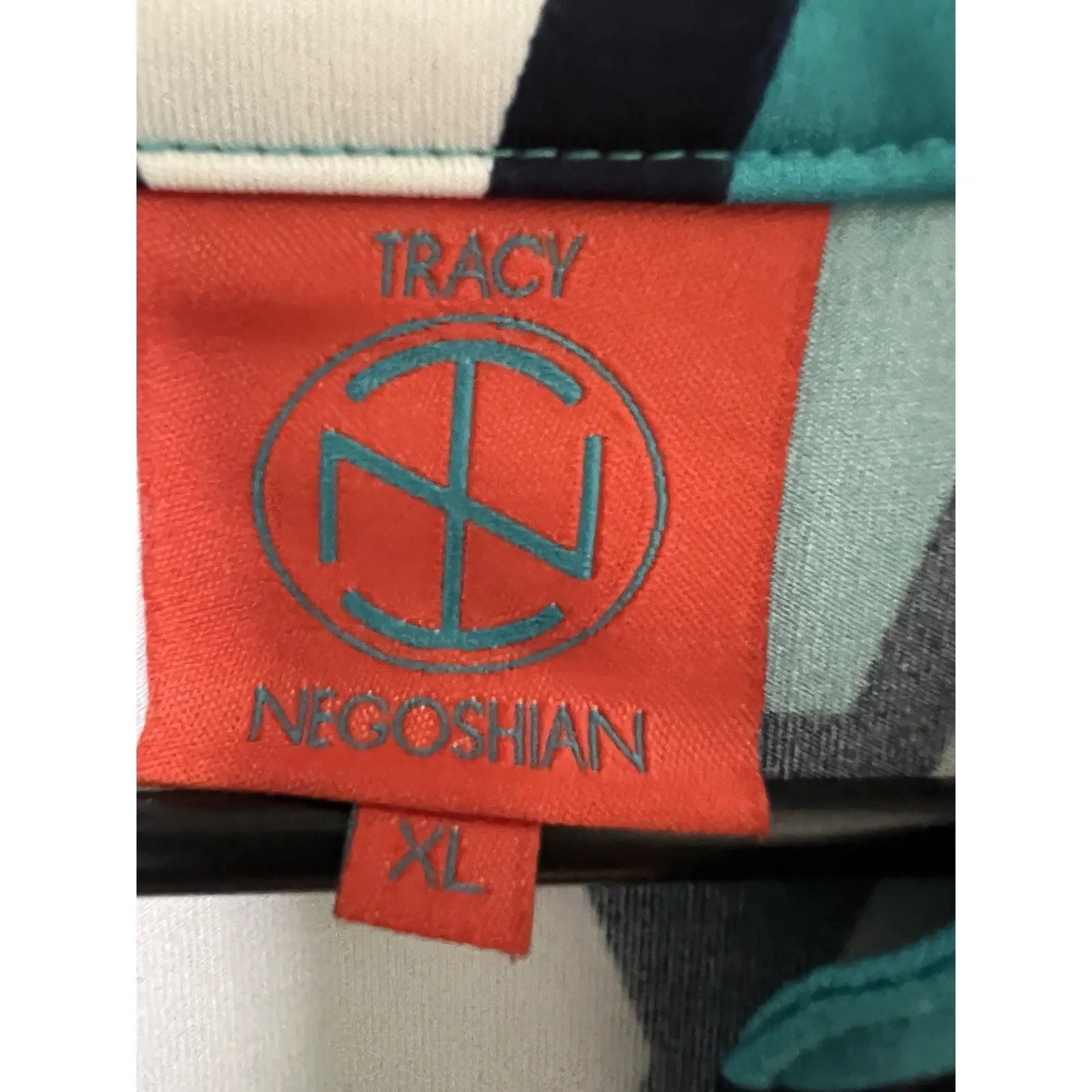 Tracy Negoshian Blue and White 3/4 Sleeve Midi Dress Size XL Catalina Stretch - Image 4