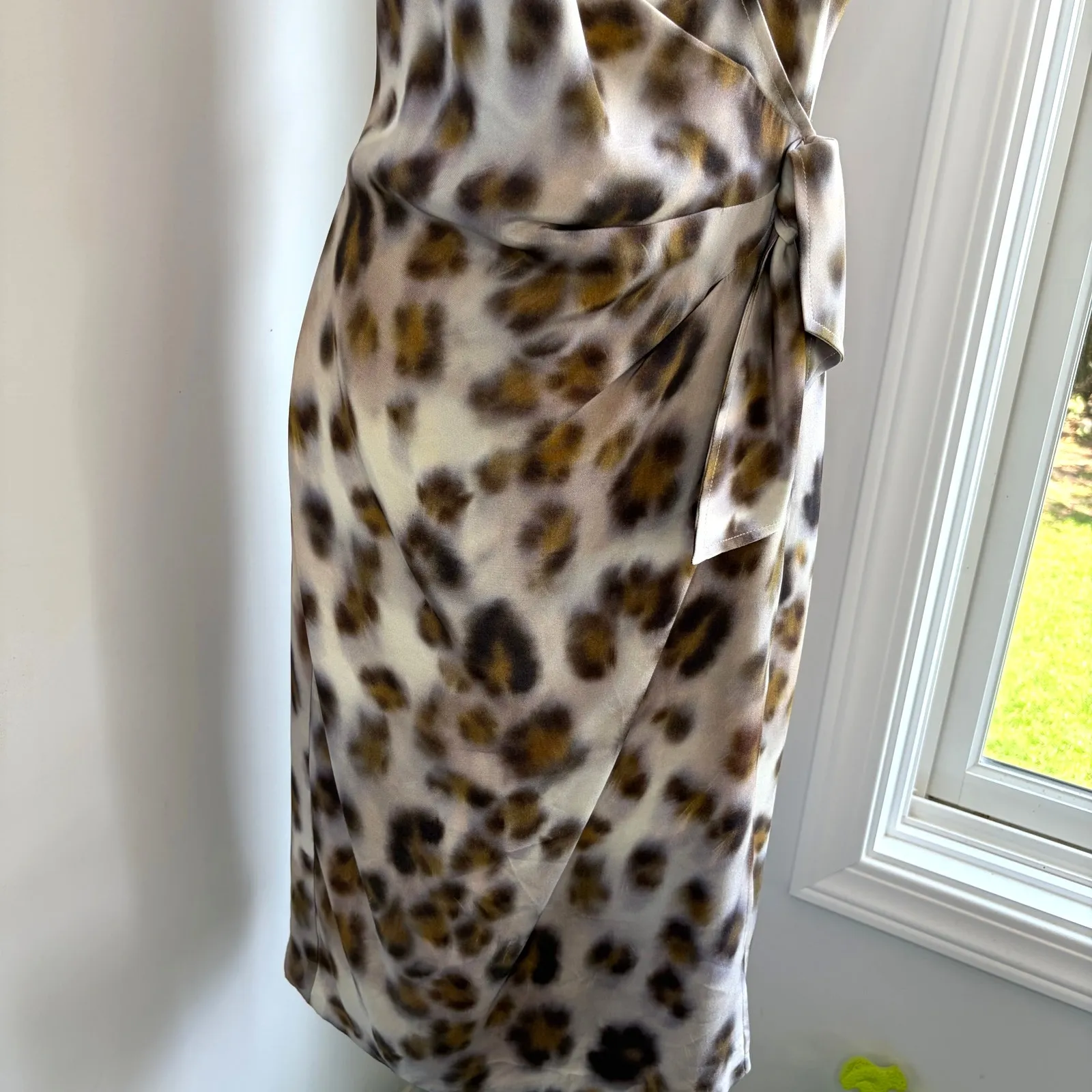 St. John Couture 100% Silk Animal Print Knee Length Dress Size 10 Luxury Glam Brown - Image 3