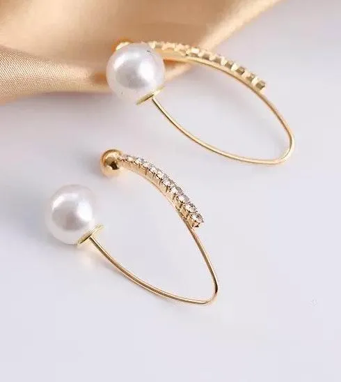 Crystal Pearl Drop Earrings  - Image 2