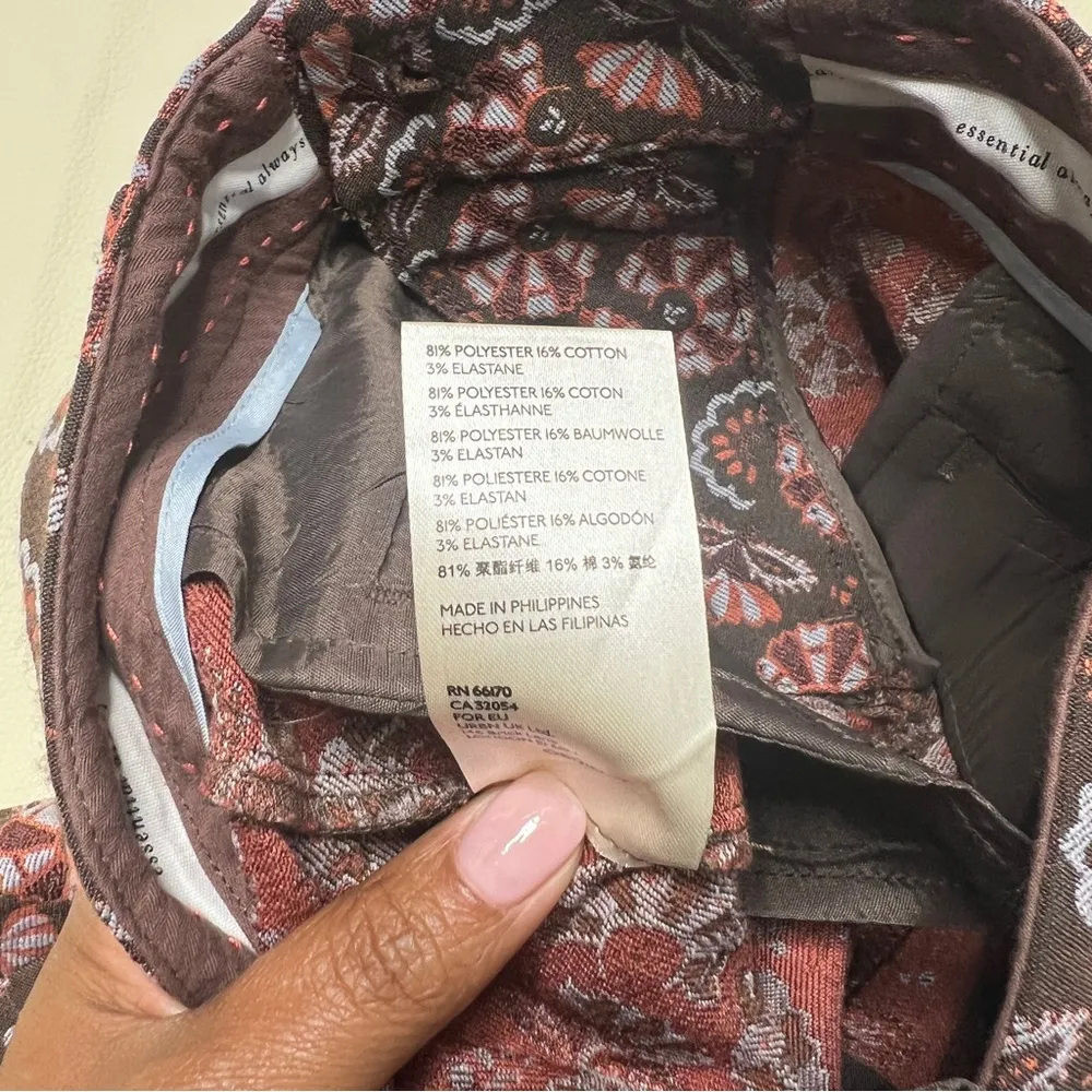 Anthropologie The Essential Slim Straight Pant Floral Brown Motif Stretch Size 2 - Image 12