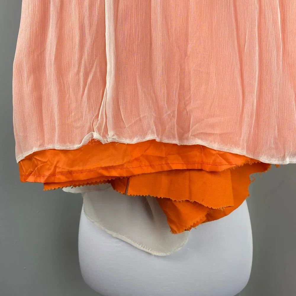 Vintage 60s Orange Empire Waist Sleeveless Chiffon Maxi Gown Size M - Image 11