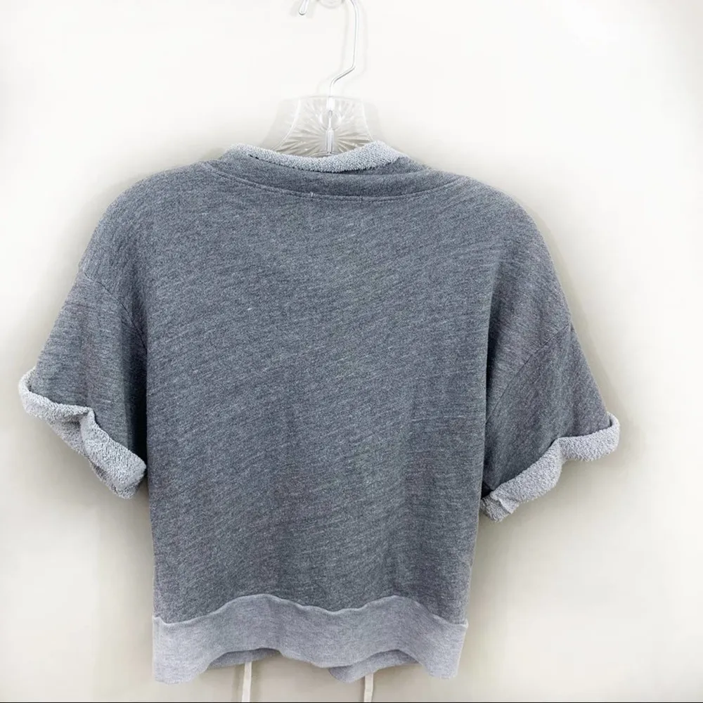 Anthropologie T.la Gray Lace-up Sweatshirt Top - Image 8