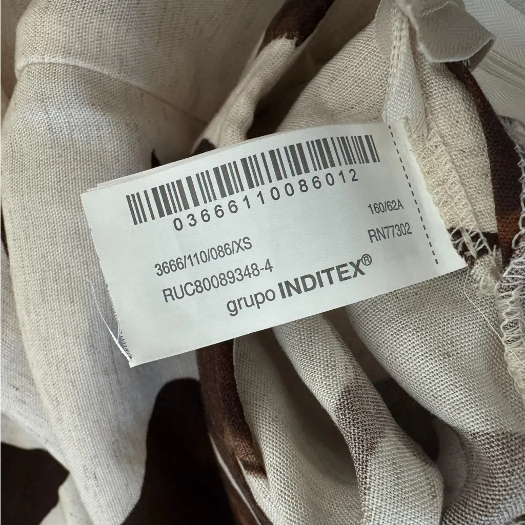 Zara Floral Wrap Pants Cropped Brown Cream XS Bohemian - Image 6