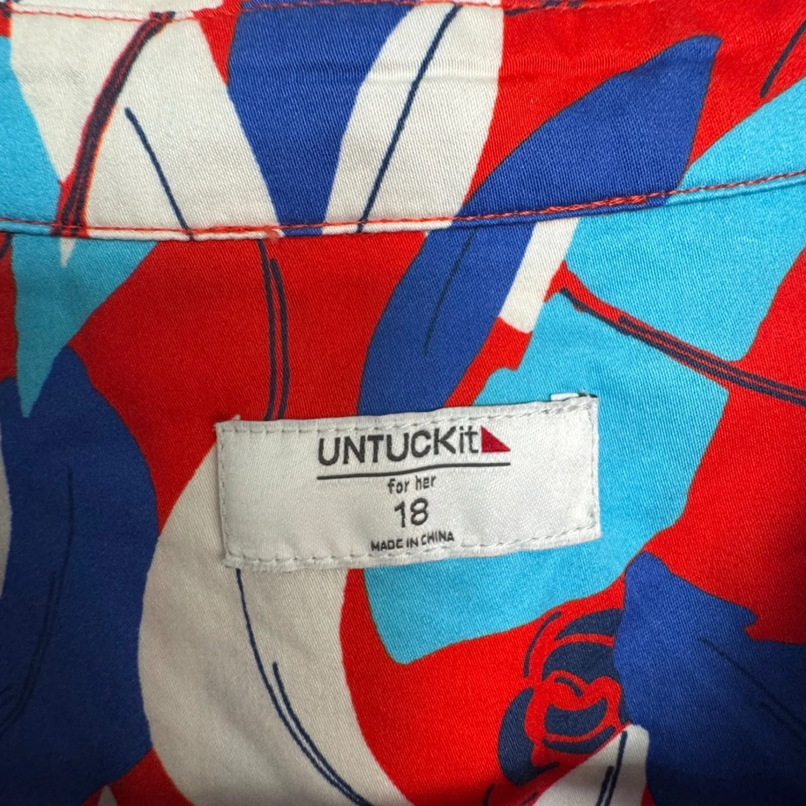 UNTUCKit Women 18 Red Blue White Floral Faye Sleeveless Button Down Shirt Dress - Image 6