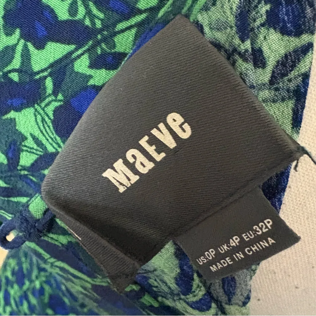 MAEVE ANTHROPOLOGIE‎ Prunella Floral Ruched Wrap Dress Blue Green Size 0 - Image 8