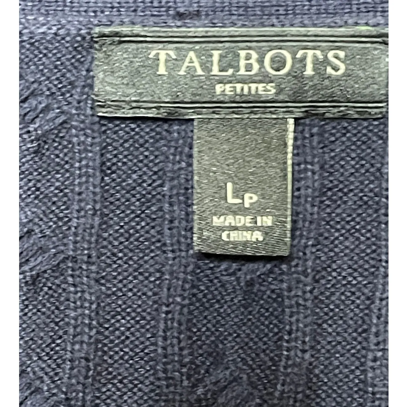 Talbots Navy V-neck Cable Knit Petite Cardigan Sweater LP - Image 4