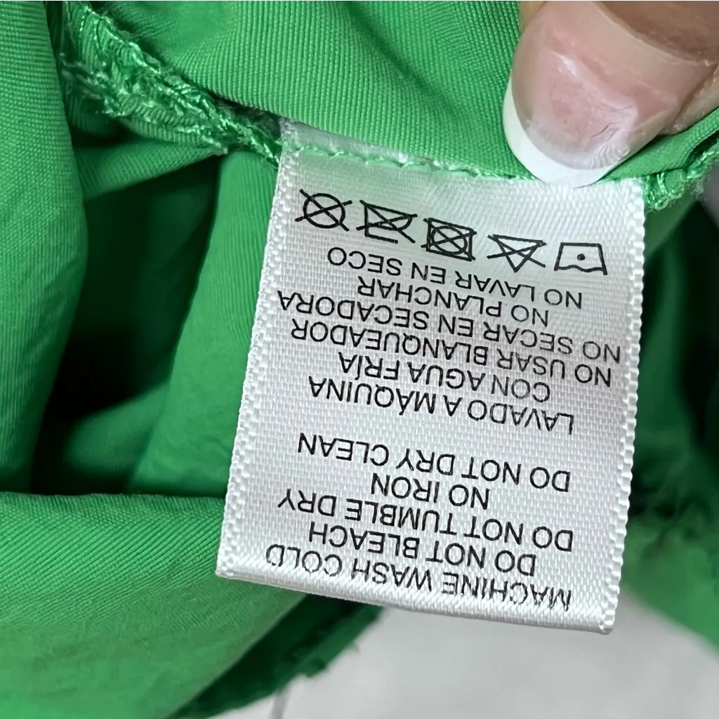 Vibrant Kelly Green nylon parachute pants Love Tree M elastic ankles utility Y2k - Image 4