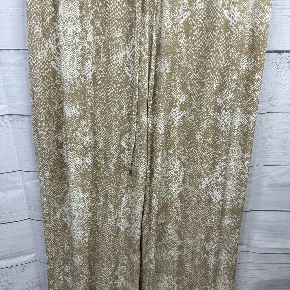 Juicy Couture Womens size Medium Animal Snake Print Jumpsuit Wide Leg Beige - Image 8