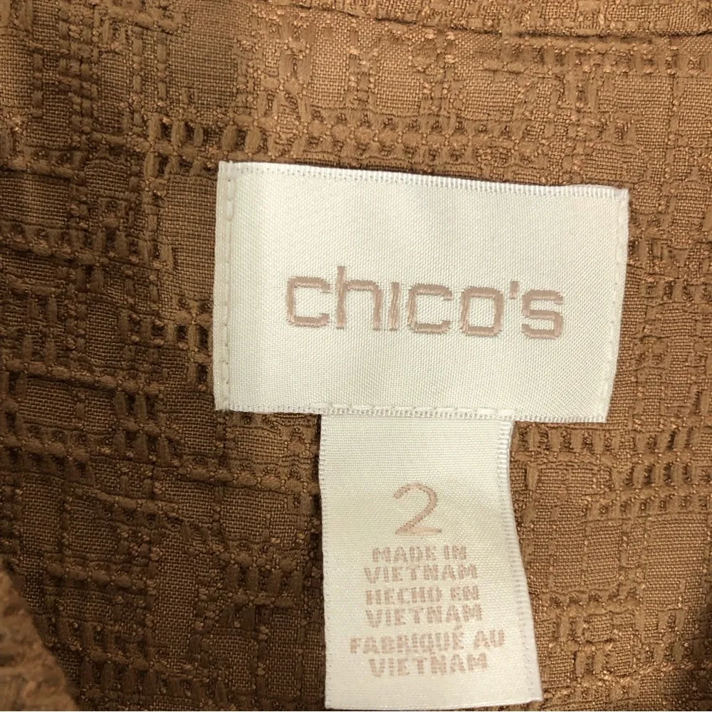 Chico’s Copper Brown Textured Jacquard Jacket women’s Chico’s Size 2; US Size L - Image 7
