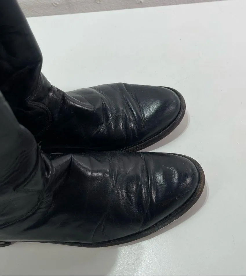 Justin Women Black Leather Roper Boots 6.5 R L3703 Western Cowgirl Biker USA - Image 5