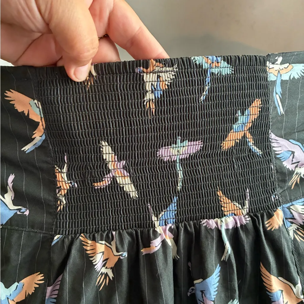 Free People Strapless Sunshine of Your Love Bird Print Pocket Midi Dress 6 - Image 9