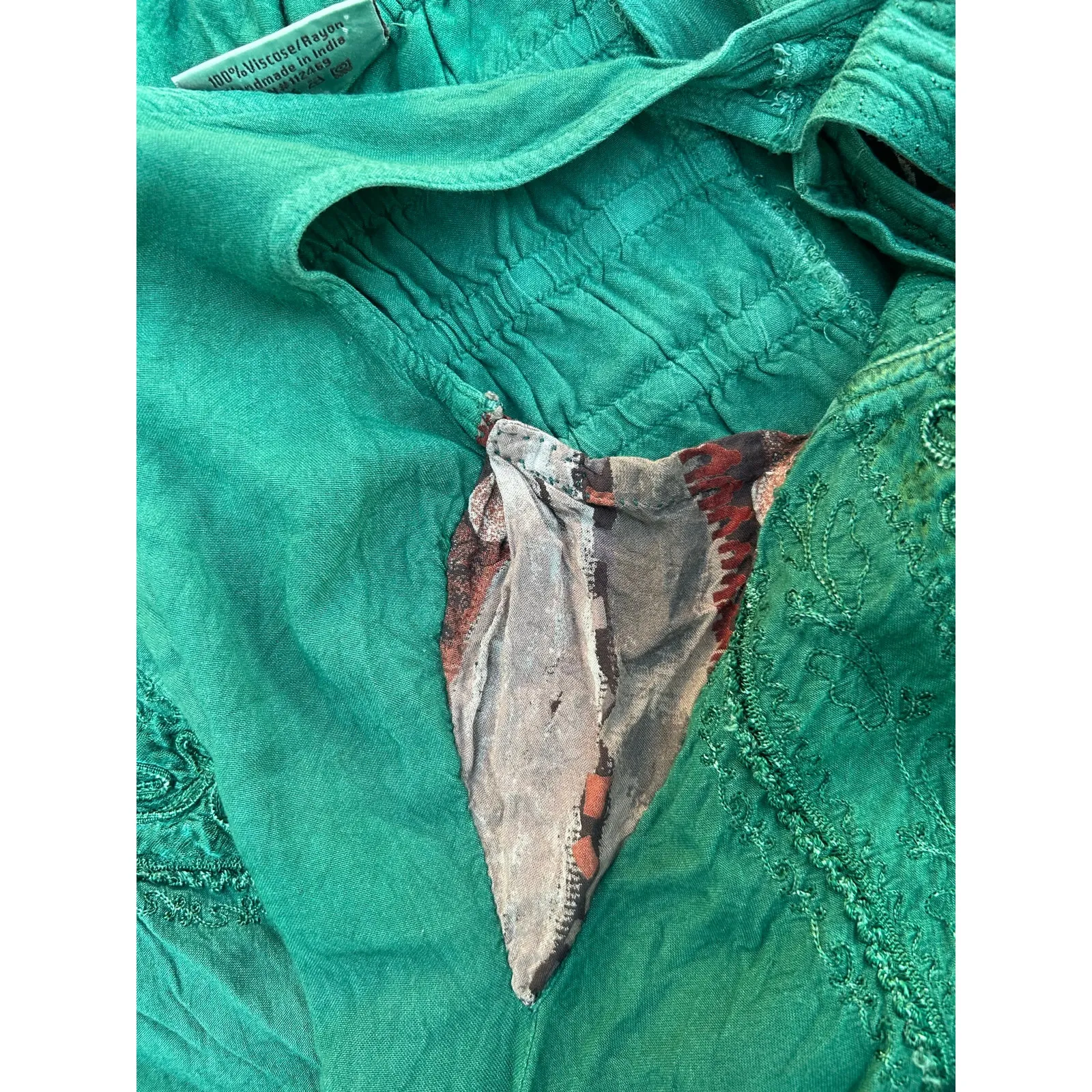 Holy Clothing Embroidered Dress Green Women's size Large Renaissance Fairycore - Image 11