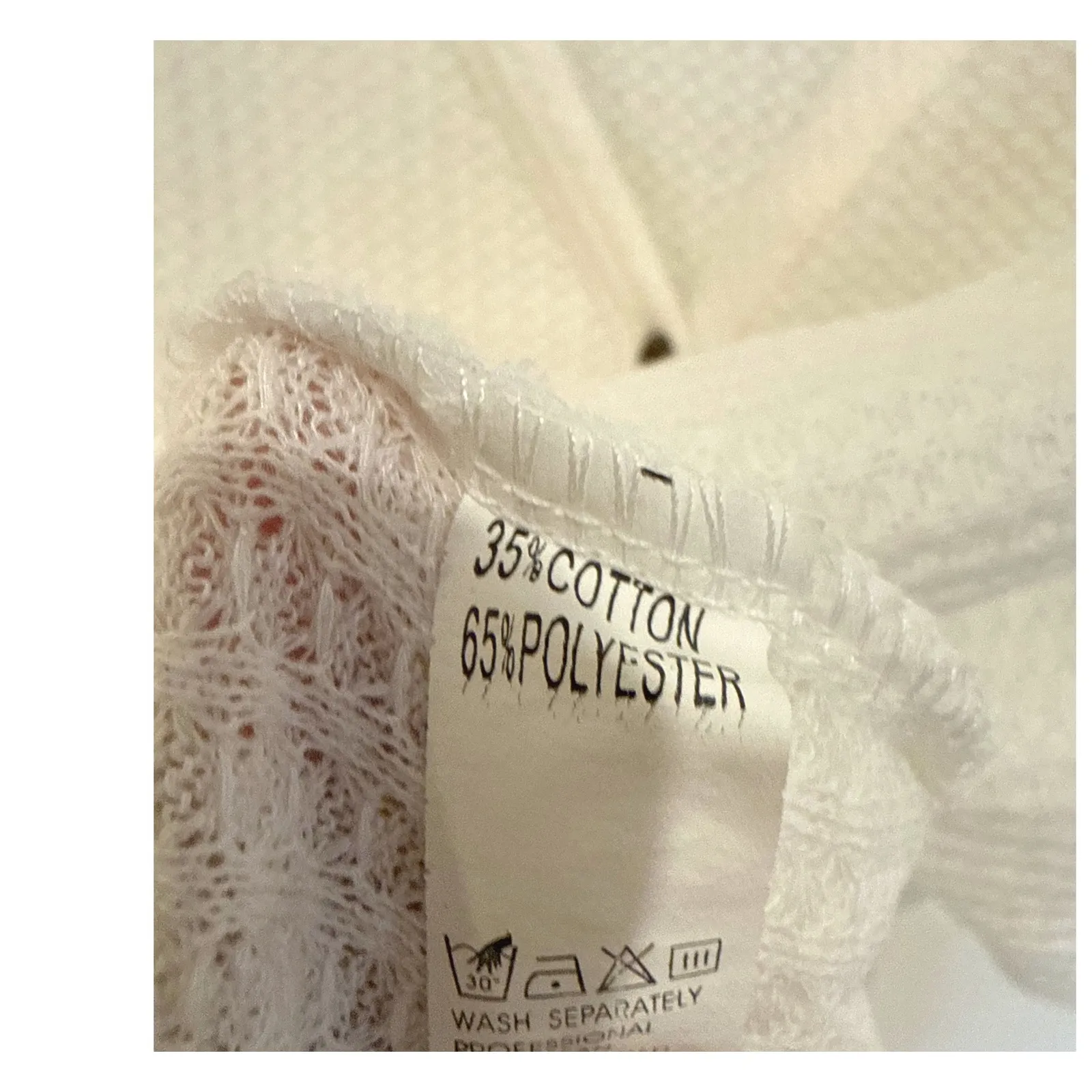 Miholl Women's Cream Waffle Knit Button Tie Front Top Short Sleeve White Size M - Image 4