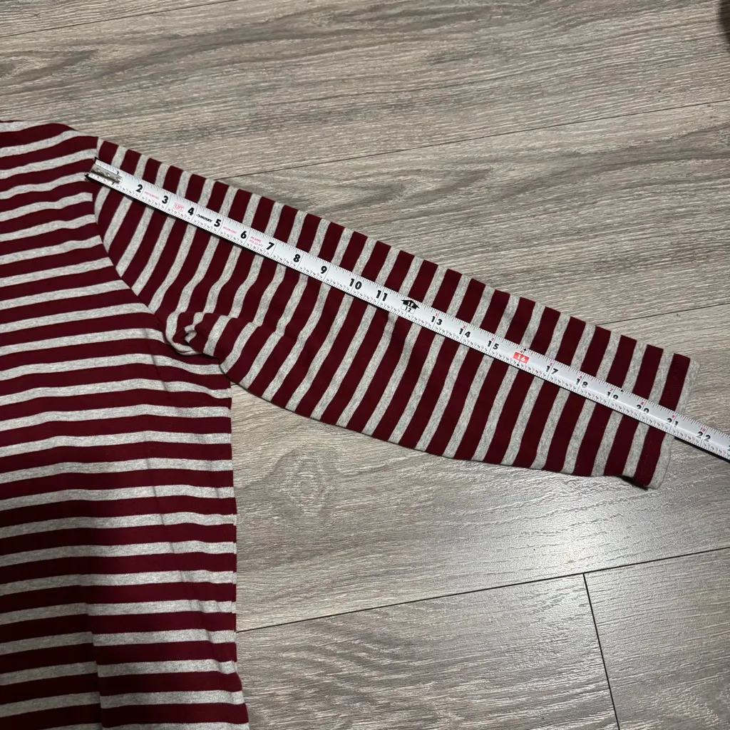 CJ‎ Banks Plus Women Burgundy Gray Striped Long Sleeve Crew Neck Top Size 2X Red - Image 13