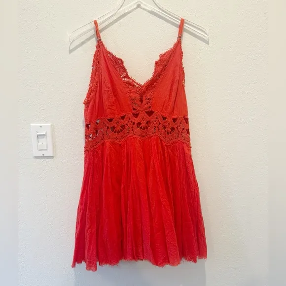 FREE‎ PEOPLE FP ONE Ilektra Lace Crochet Dress in Red size Small - Image 2