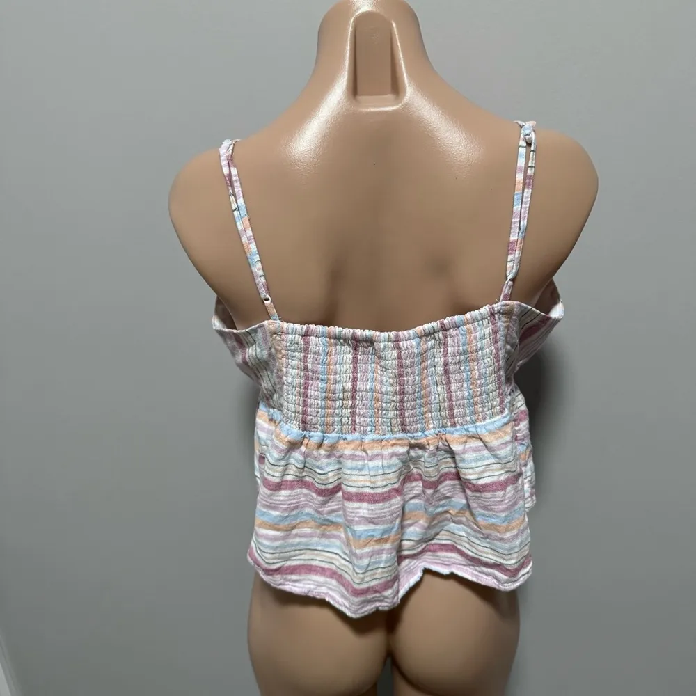 American Eagle Candy Stripe Linen Blend Tank Top Shirt Large - Image 2