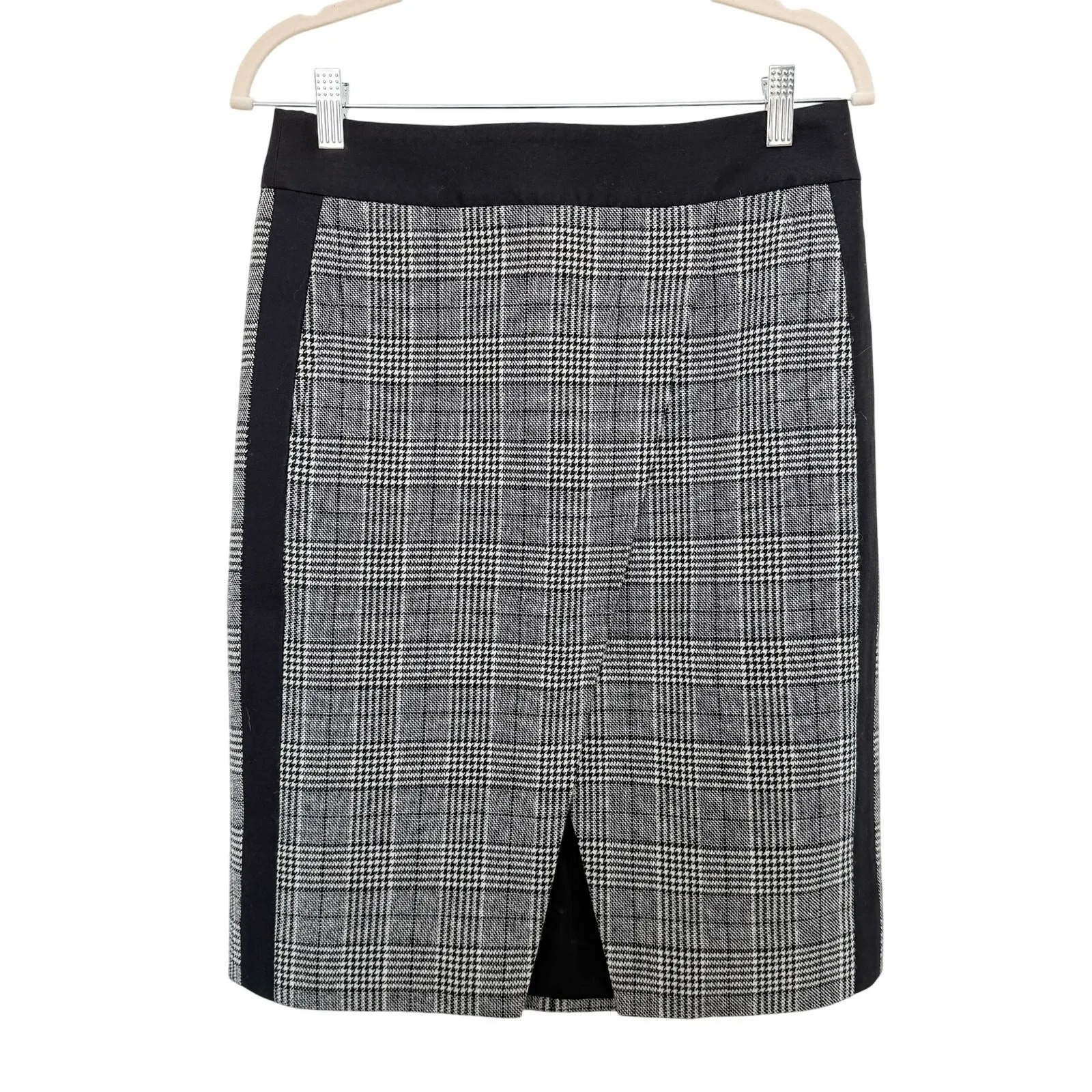 J.Crew Womens Skirt Size 6 Gray Plaid Pencil Quiet Luxury Academia Preppy Office Black - Image 2