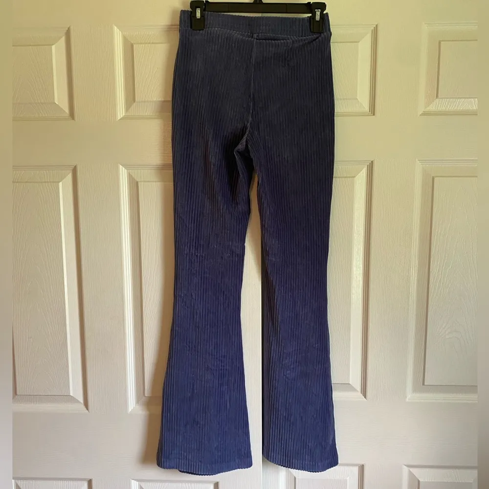 Aerie small blue velour pull on flare leggings sweatpants lounge - Image 5