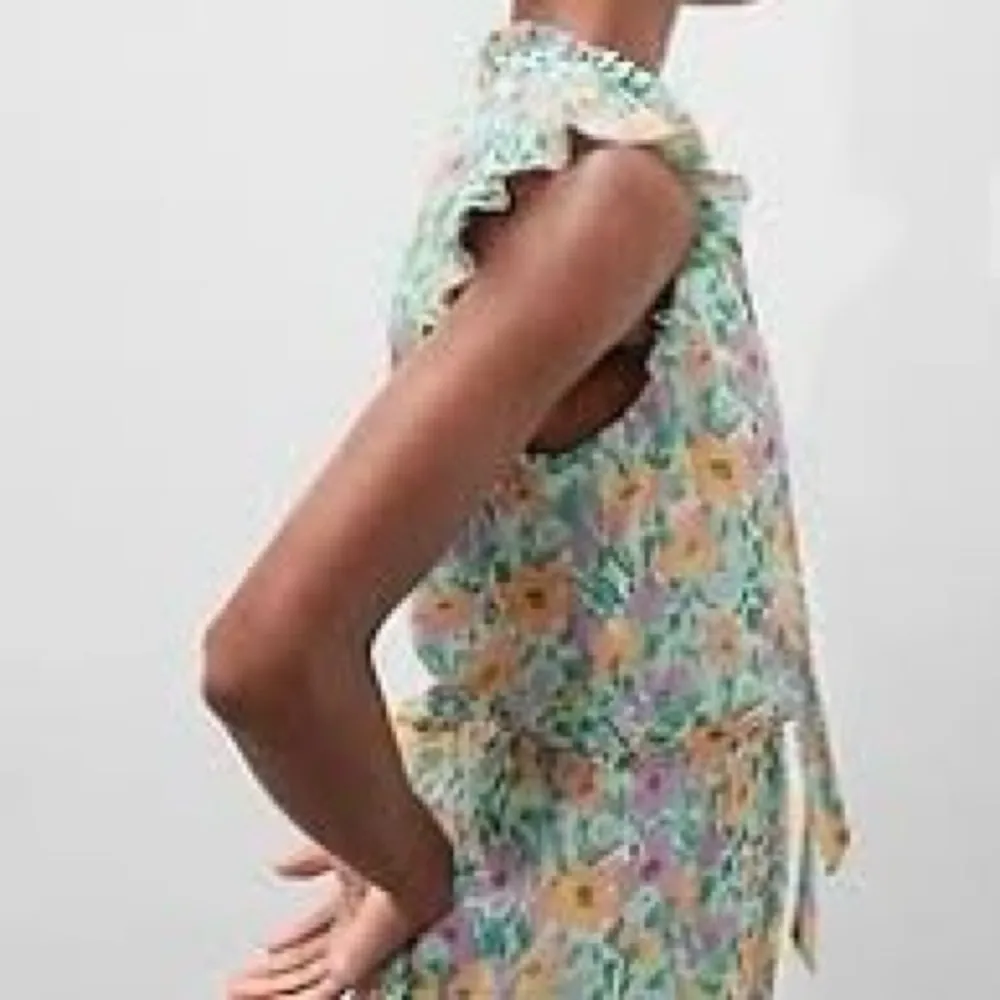 Banana Republic Factory Floral Chiffon Ruffle Midi Dress White Size M - Image 6