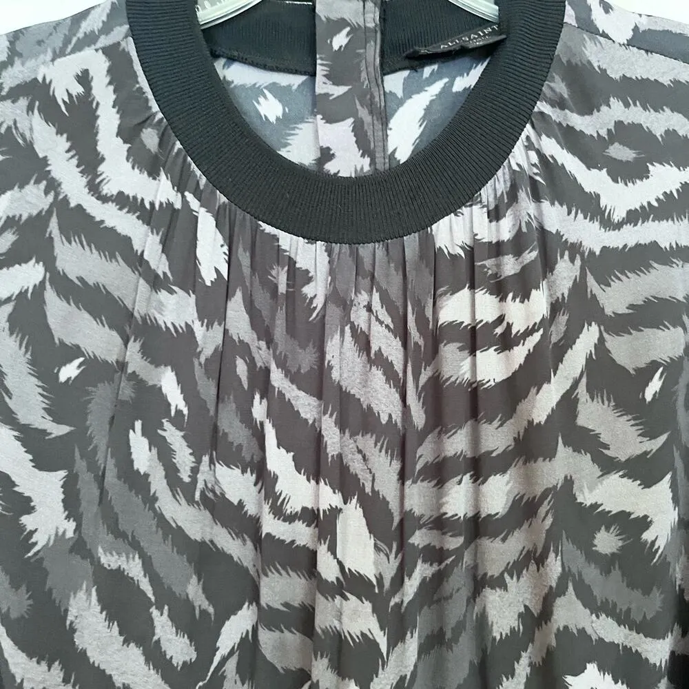 All Saints Fayre Remix Animal Printed Long Sleeve Black Handkerchief Midi Dress - Image 3